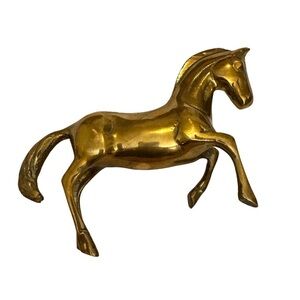 Vintage Brass Equestrian Prancing Horse Figure Sculpture 7” Cottagecore